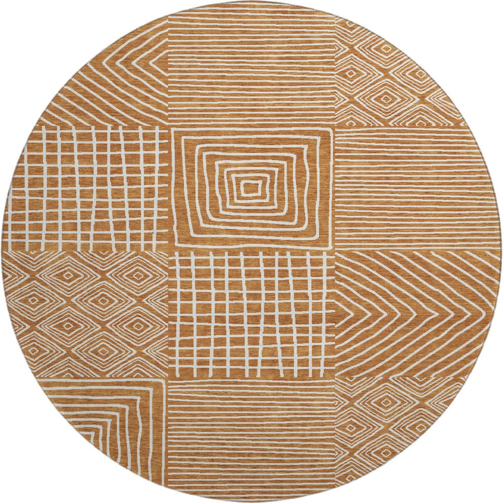 Premium Machine Washable Mayfield AMF1044 Paprika 8' x 8' Round Rug. Picture 1