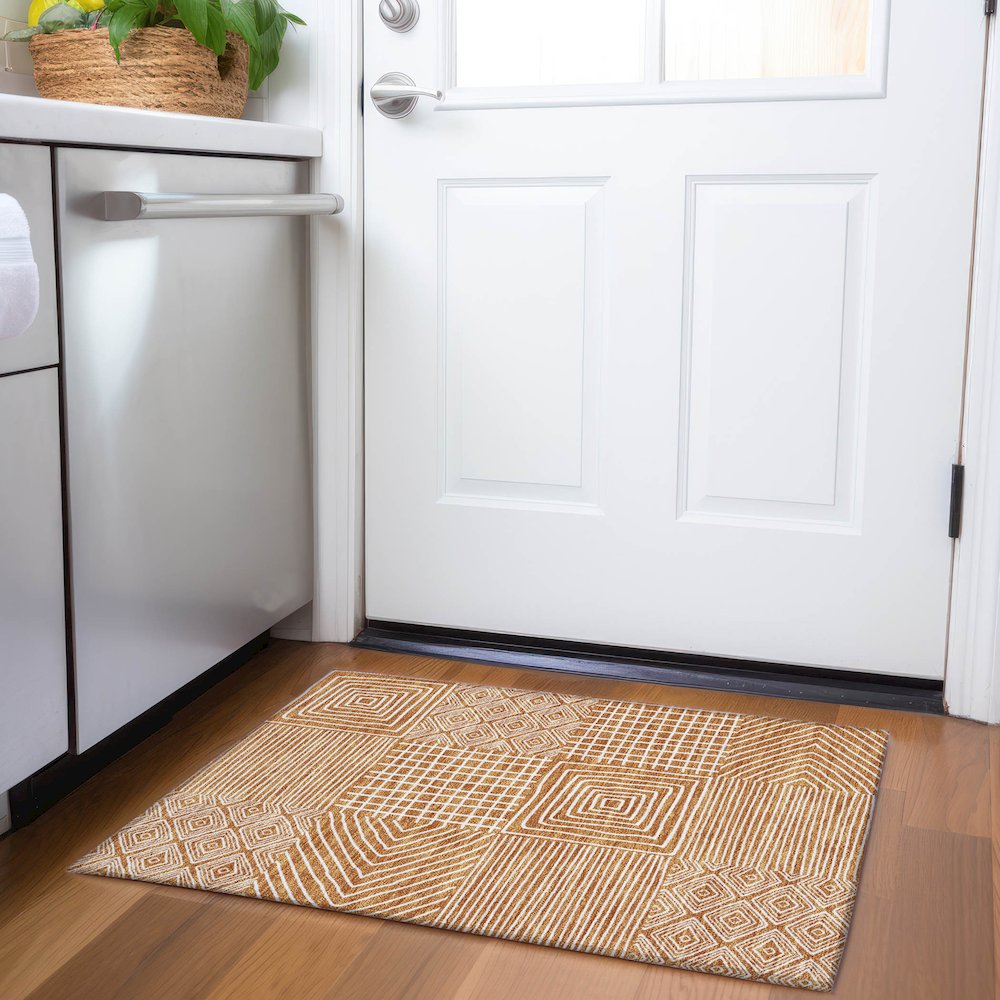 Premium Machine Washable Mayfield AMF1044 Paprika 1'8" x 2'6" Rug. Picture 5