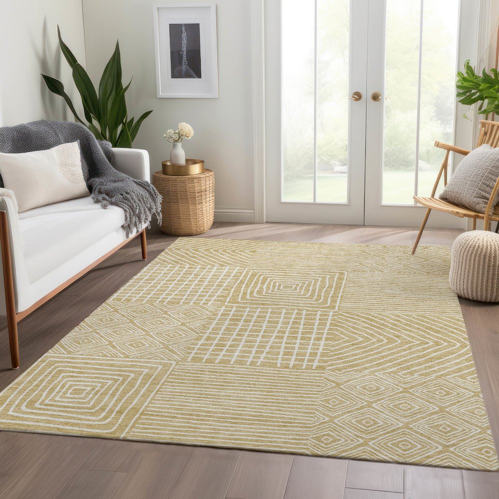 Premium Machine Washable Mayfield AMF1044 Wheat 2'6" x 3'10" Rug. Picture 6