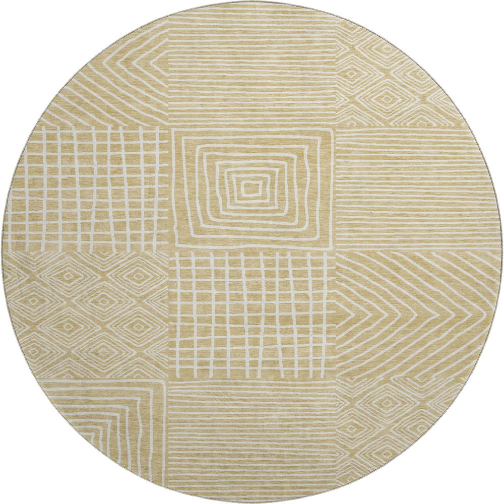 Premium Machine Washable Mayfield AMF1044 Wheat 8' x 8' Round Rug. Picture 1