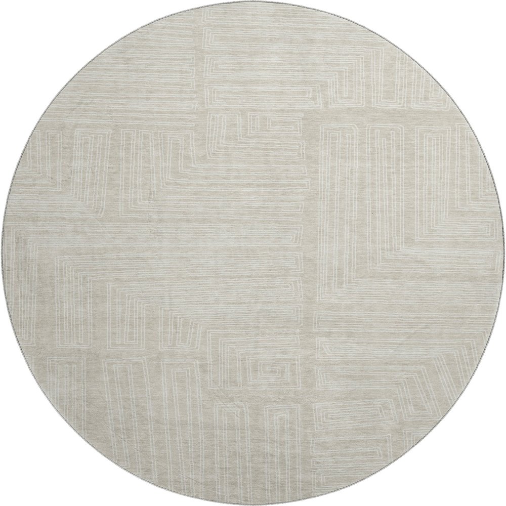 Premium Machine Washable Mayfield AMF1045 Beige 8' x 8' Round Rug. Picture 1
