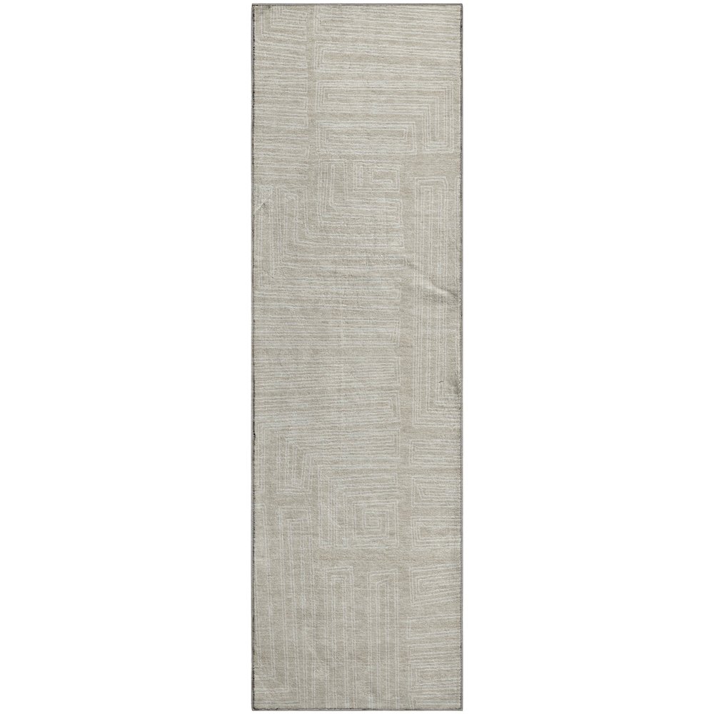 Premium Machine Washable Mayfield AMF1045 Beige 2'3" x 7'6" Runner Rug. Picture 1