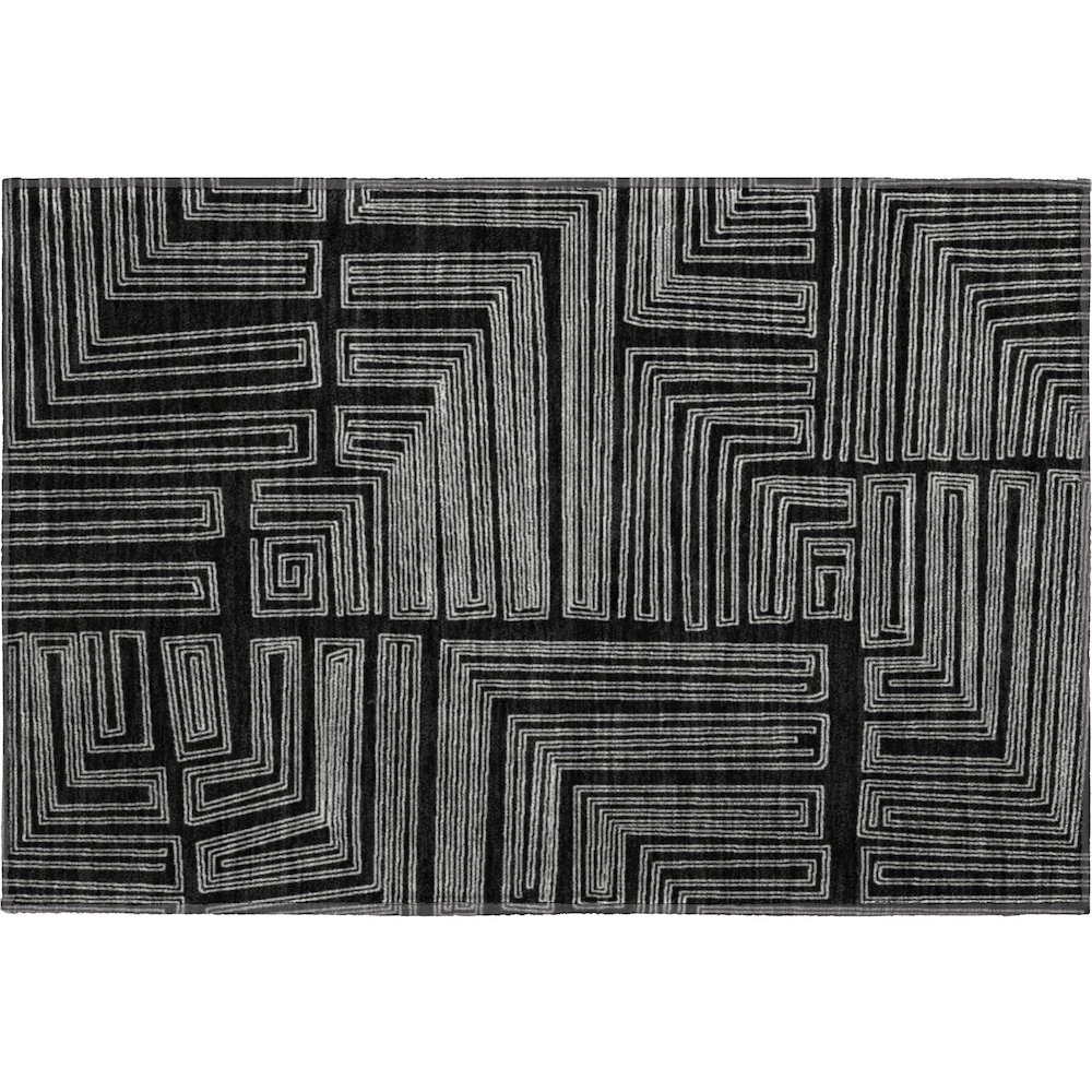Premium Machine Washable Mayfield AMF1045 Black 1'8" x 2'6" Rug. Picture 1