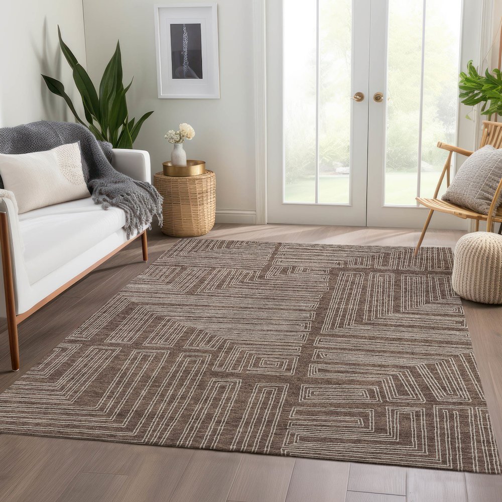 Premium Machine Washable Mayfield AMF1045 Brown 2'6" x 3'10" Rug. Picture 6