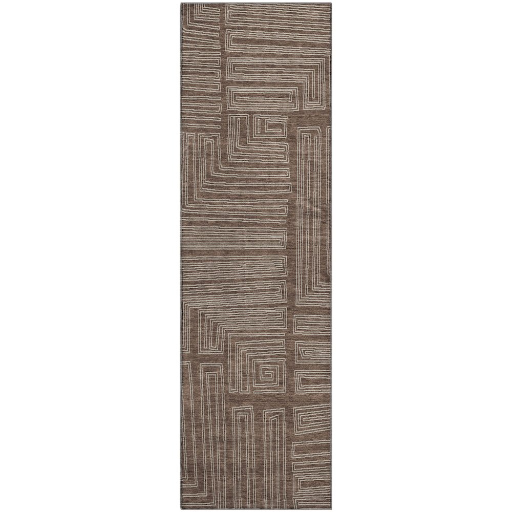 Premium Machine Washable Mayfield AMF1045 Brown 2'3" x 7'6" Runner Rug. Picture 1