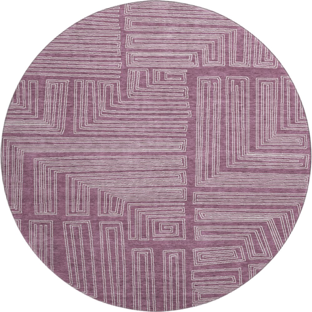 Premium Machine Washable Mayfield AMF1045 Eggplant 8' x 8' Round Rug. Picture 1