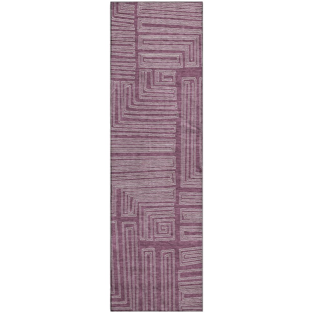 Premium Machine Washable Mayfield AMF1045 Eggplant 2'3" x 7'6" Runner Rug. Picture 1