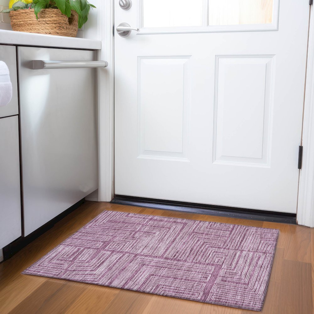 Premium Machine Washable Mayfield AMF1045 Eggplant 1'8" x 2'6" Rug. Picture 5