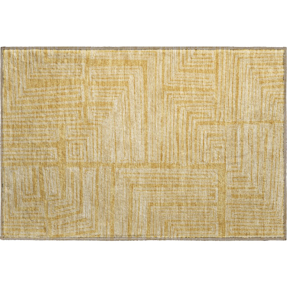 Premium Machine Washable Mayfield AMF1045 Gold 1'8" x 2'6" Rug. Picture 1