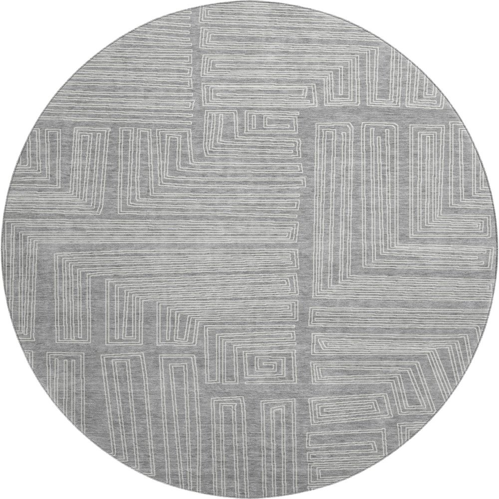 Premium Machine Washable Mayfield AMF1045 Gray 8' x 8' Round Rug. Picture 1