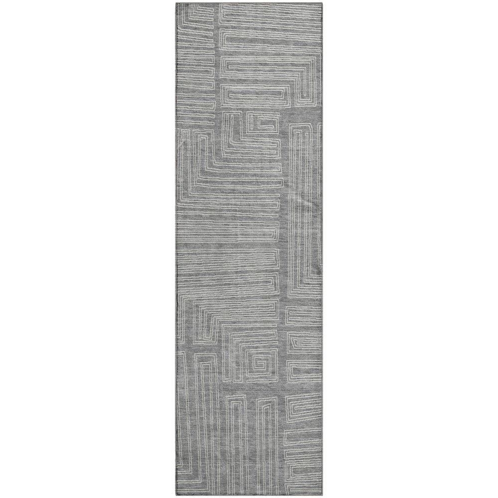 Premium Machine Washable Mayfield AMF1045 Gray 2'3" x 7'6" Runner Rug. Picture 1