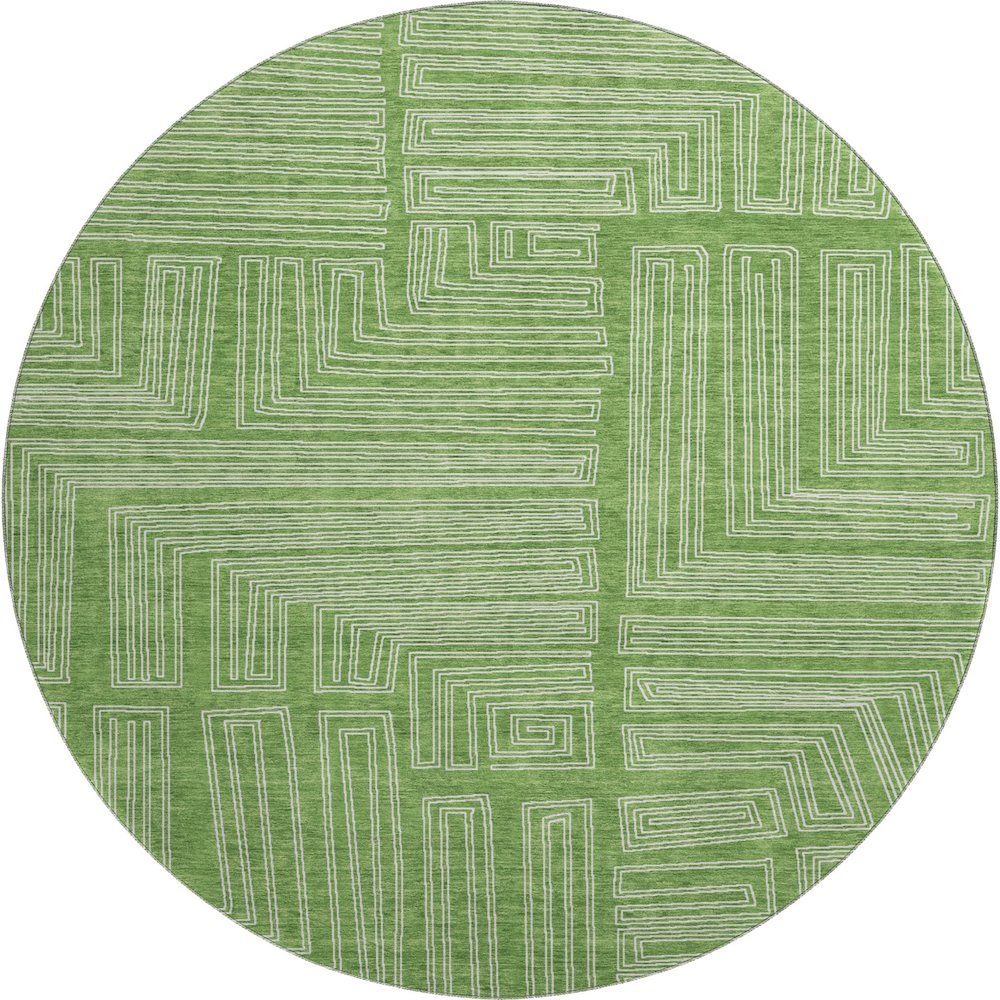 Premium Machine Washable Mayfield AMF1045 Green 8' x 8' Round Rug. Picture 1