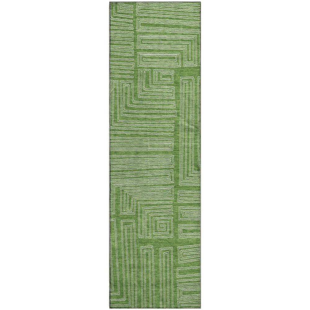 Premium Machine Washable Mayfield AMF1045 Green 2'3" x 7'6" Runner Rug. Picture 1