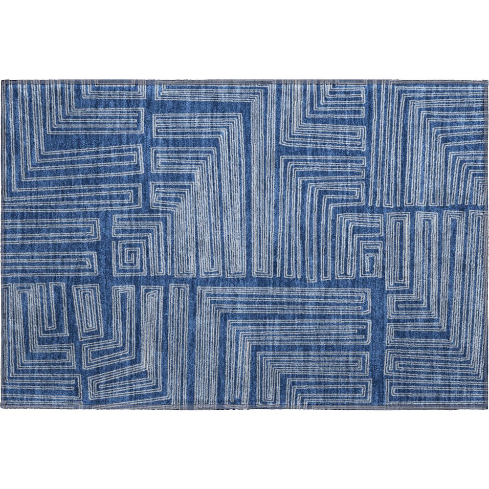 Premium Machine Washable Mayfield AMF1045 Navy 1'8" x 2'6" Rug. Picture 1