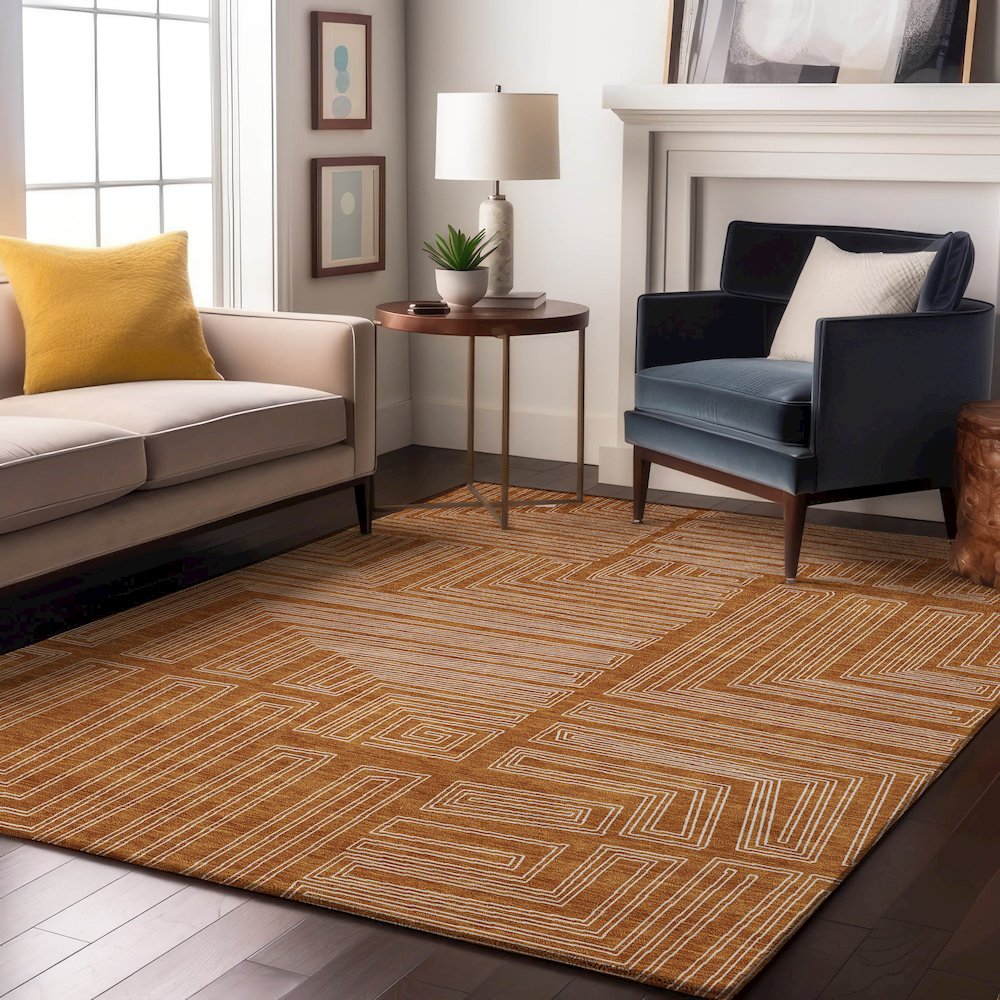 Premium Machine Washable Mayfield AMF1045 Paprika 2'6" x 3'10" Rug. Picture 5