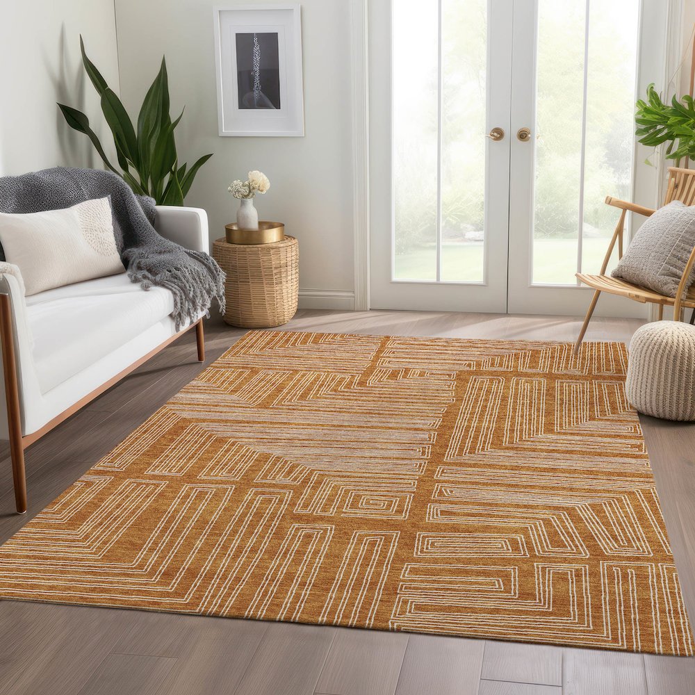 Premium Machine Washable Mayfield AMF1045 Paprika 2'6" x 3'10" Rug. Picture 6
