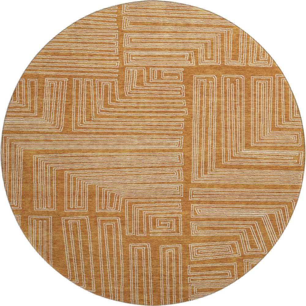Premium Machine Washable Mayfield AMF1045 Paprika 8' x 8' Round Rug. Picture 1