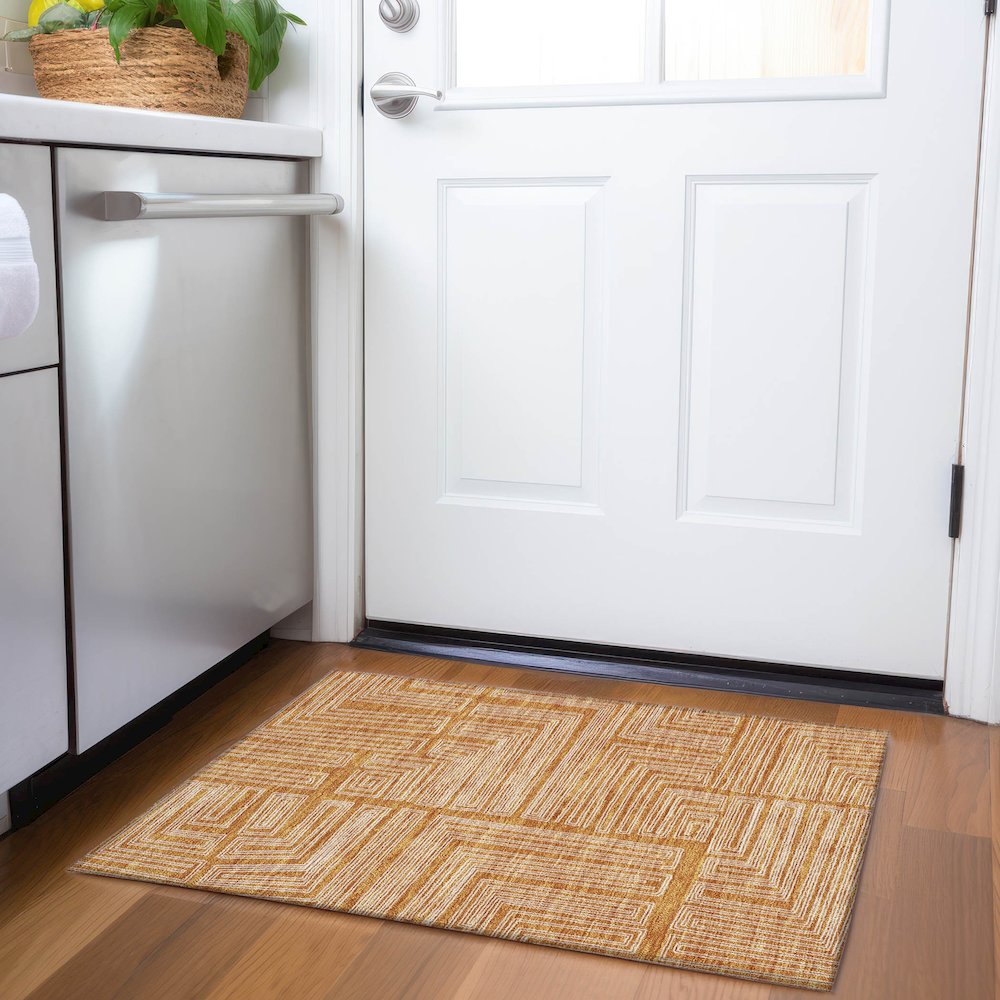 Premium Machine Washable Mayfield AMF1045 Paprika 1'8" x 2'6" Rug. Picture 5