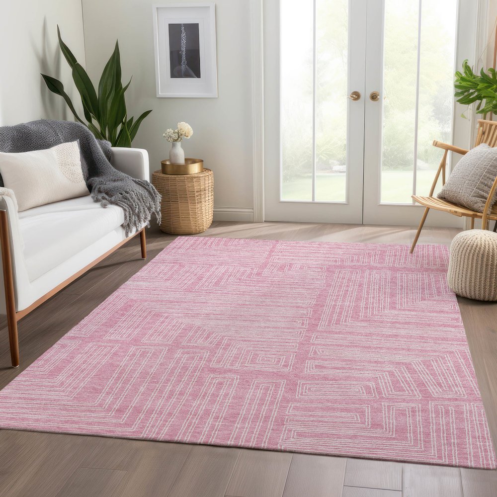 Premium Machine Washable Mayfield AMF1045 Pink 2'6" x 3'10" Rug. Picture 6