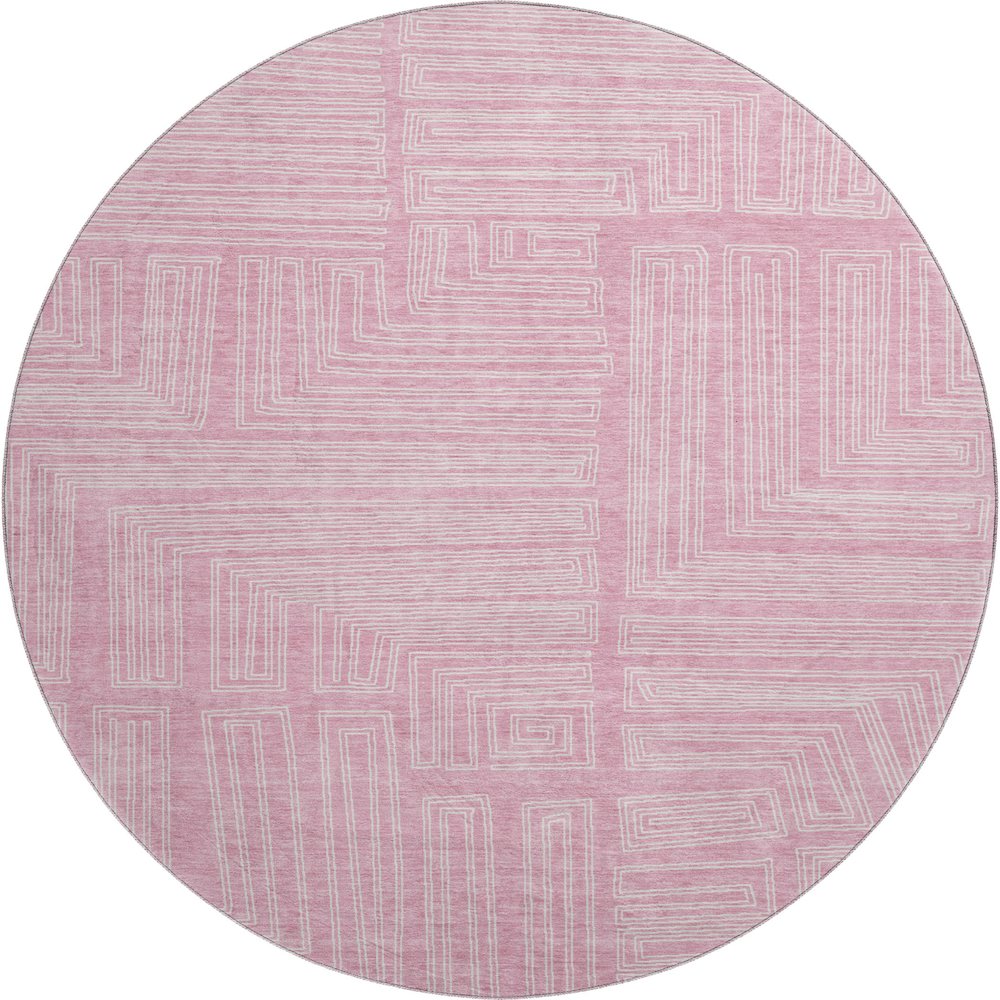 Premium Machine Washable Mayfield AMF1045 Pink 8' x 8' Round Rug. Picture 1