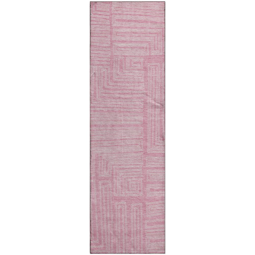 Premium Machine Washable Mayfield AMF1045 Pink 2'3" x 7'6" Runner Rug. Picture 1