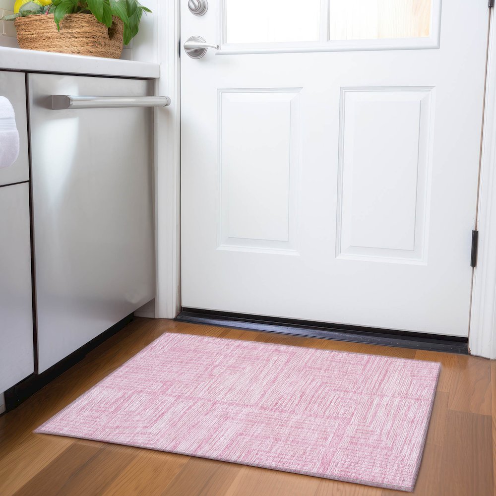 Premium Machine Washable Mayfield AMF1045 Pink 1'8" x 2'6" Rug. Picture 5