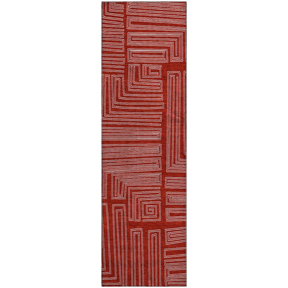 Premium Machine Washable Mayfield AMF1045 Red 2'3" x 7'6" Runner Rug. Picture 1