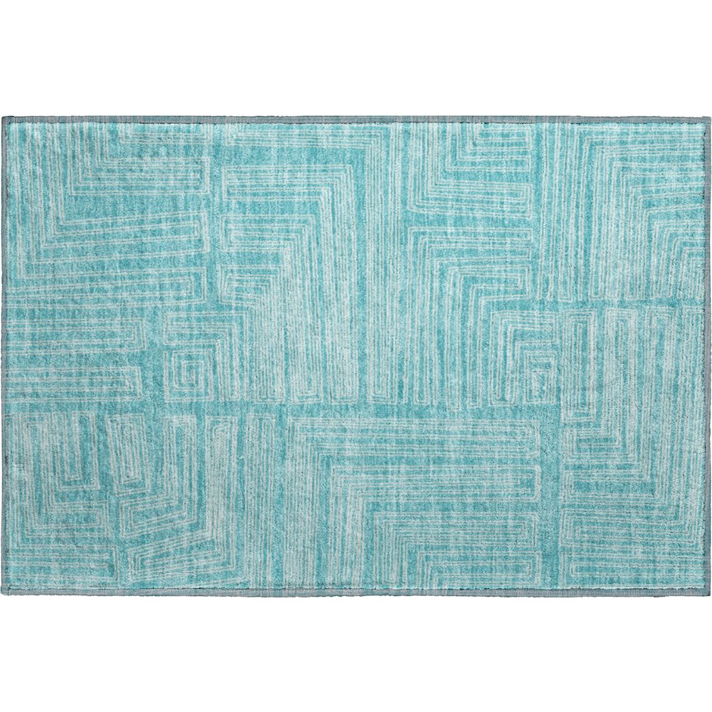 Premium Machine Washable Mayfield AMF1045 Turquoise 1'8" x 2'6" Rug. Picture 1