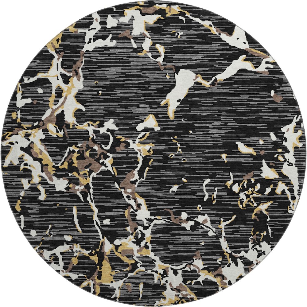 Premium Machine Washable Mayfield AMF1046 Black 8' x 8' Round Rug. Picture 1