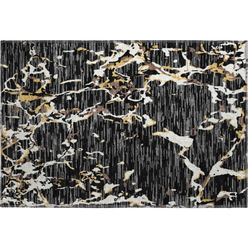 Premium Machine Washable Mayfield AMF1046 Black 1'8" x 2'6" Rug. Picture 1