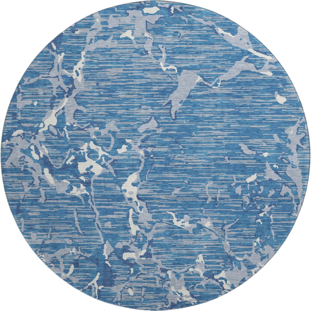 Premium Machine Washable Mayfield AMF1046 Blue 8' x 8' Round Rug. Picture 1