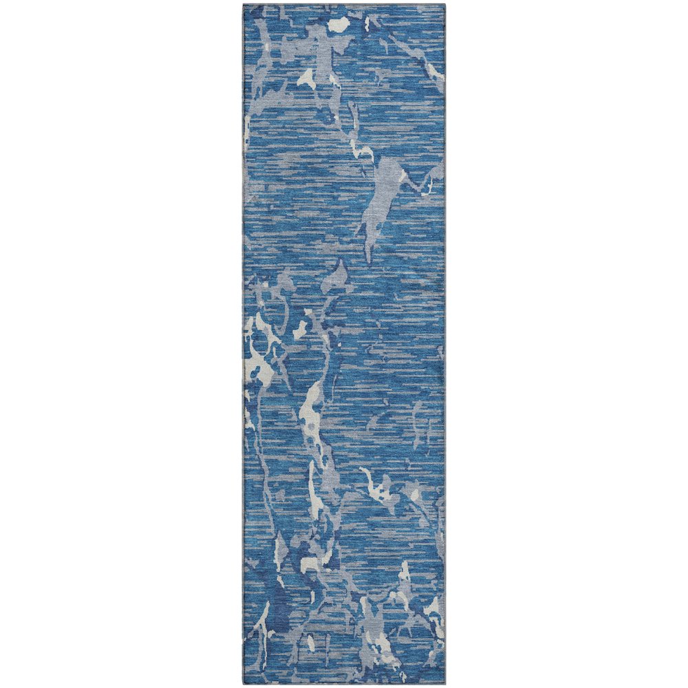 Premium Machine Washable Mayfield AMF1046 Blue 2'3" x 7'6" Runner Rug. Picture 1