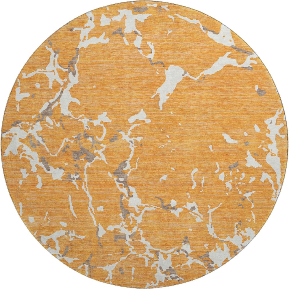 Premium Machine Washable Mayfield AMF1046 Orange 8' x 8' Round Rug. Picture 1