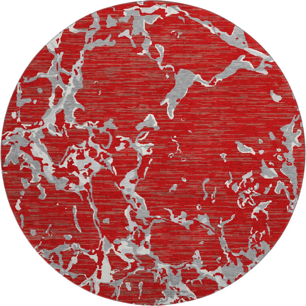 Premium Machine Washable Mayfield AMF1046 Red 8' x 8' Round Rug. Picture 1
