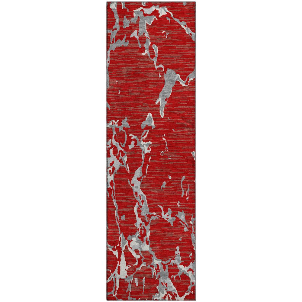 Premium Machine Washable Mayfield AMF1046 Red 2'3" x 7'6" Runner Rug. Picture 1