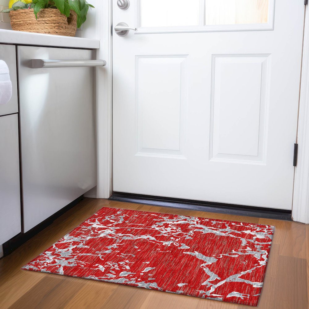 Premium Machine Washable Mayfield AMF1046 Red 1'8" x 2'6" Rug. Picture 5