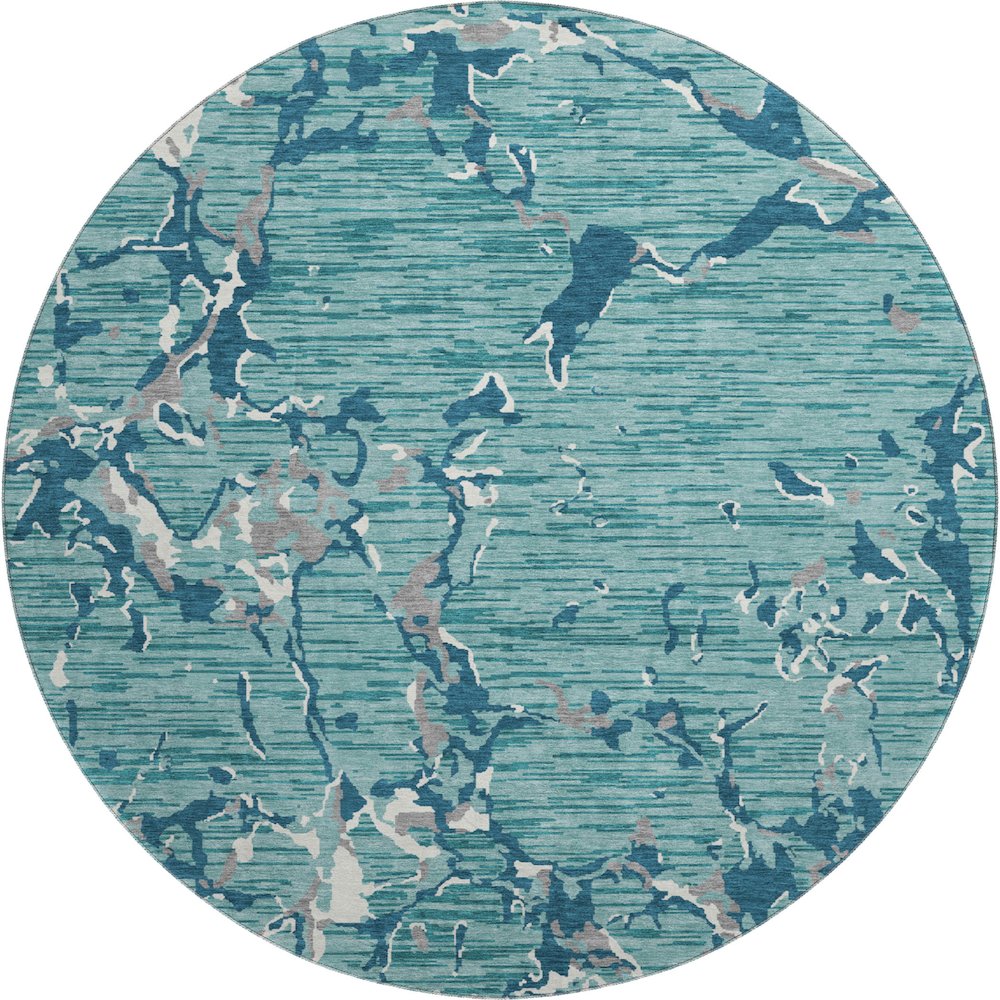 Premium Machine Washable Mayfield AMF1046 Teal 8' x 8' Round Rug. Picture 1