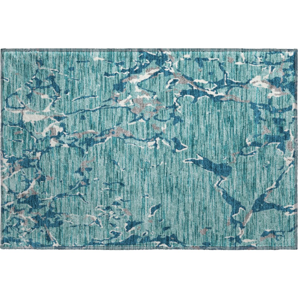 Premium Machine Washable Mayfield AMF1046 Teal 1'8" x 2'6" Rug. Picture 1