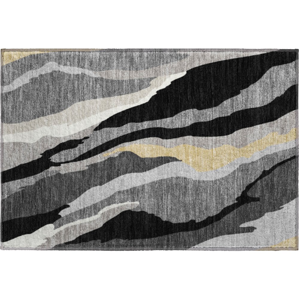 Premium Machine Washable Mayfield AMF1047 Black 1'8" x 2'6" Rug. Picture 1