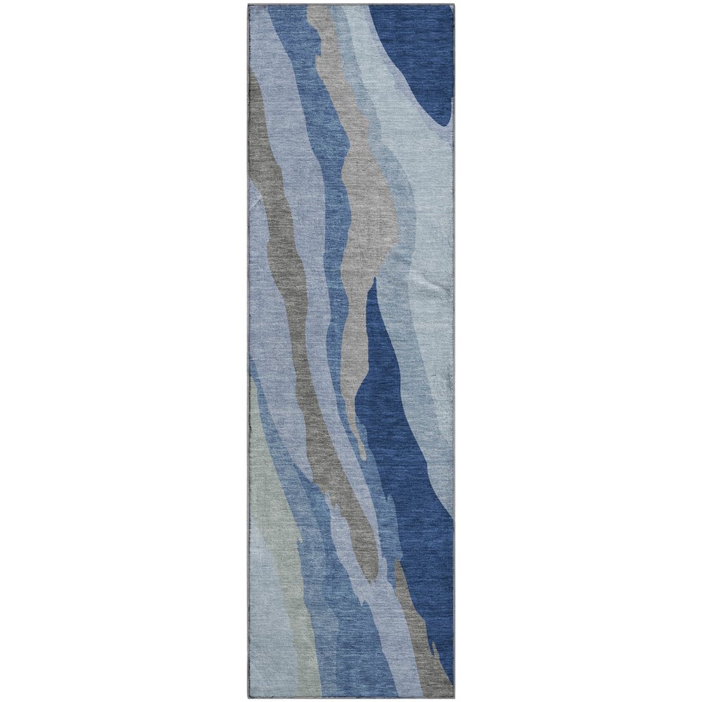 Premium Machine Washable Mayfield AMF1047 Blue 2'3" x 7'6" Runner Rug. Picture 1
