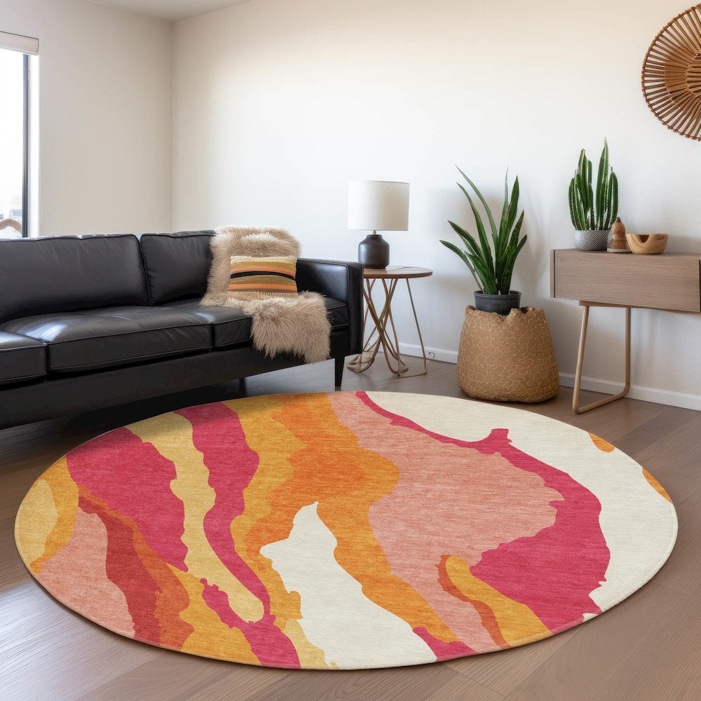 Premium Machine Washable Mayfield AMF1047 Blush 8' x 8' Round Rug. Picture 5