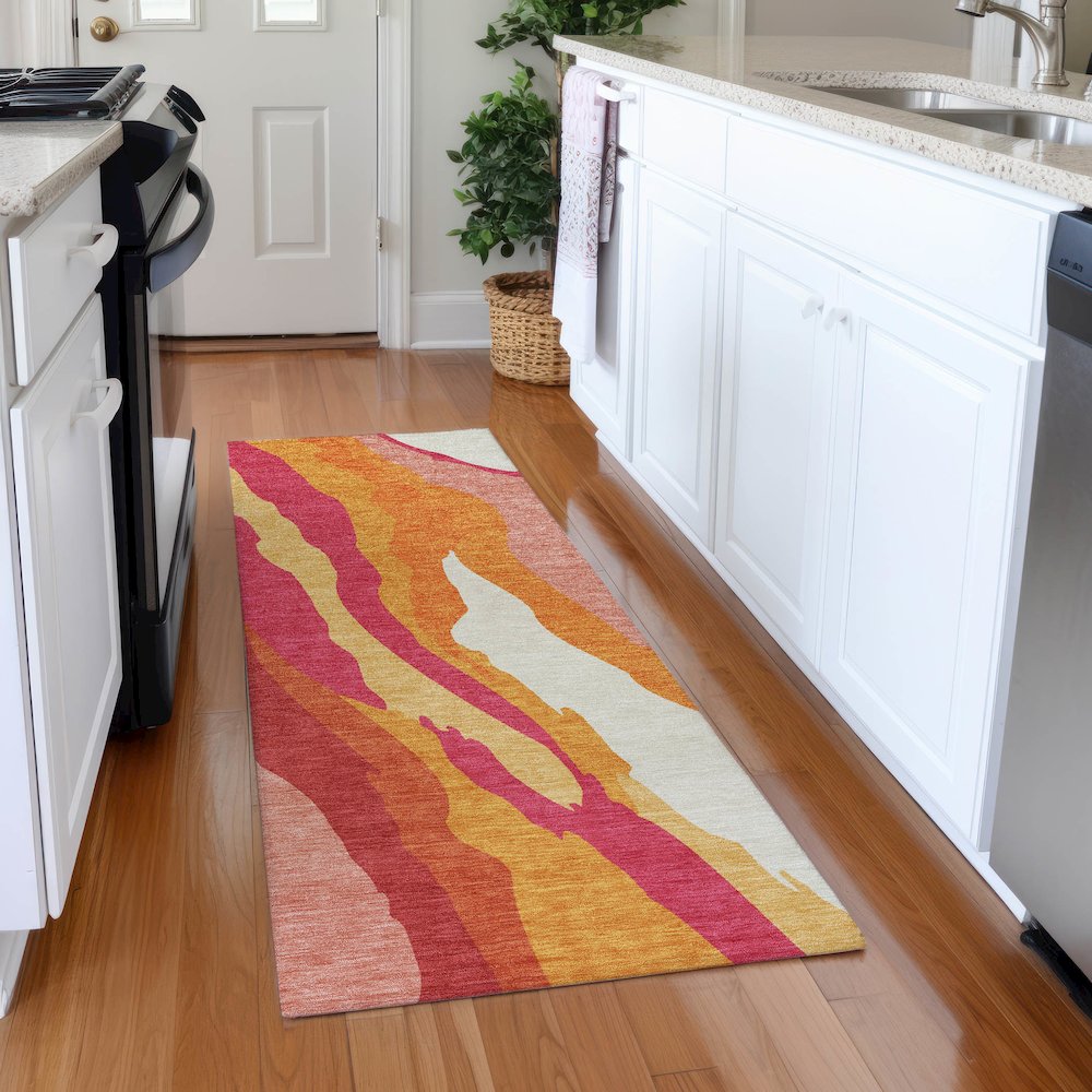 Premium Machine Washable Mayfield AMF1047 Blush 2'3" x 7'6" Runner Rug. Picture 5
