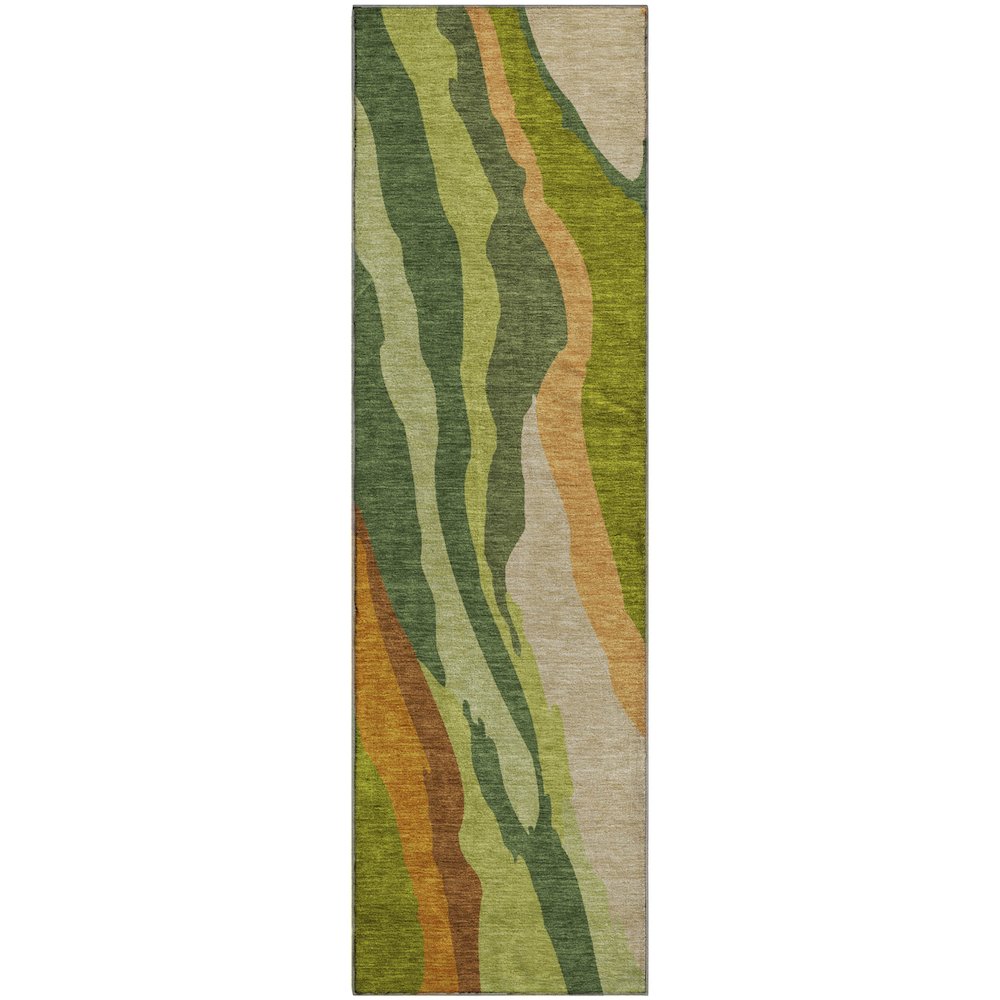 Premium Machine Washable Mayfield AMF1047 Green 2'3" x 7'6" Runner Rug. Picture 1