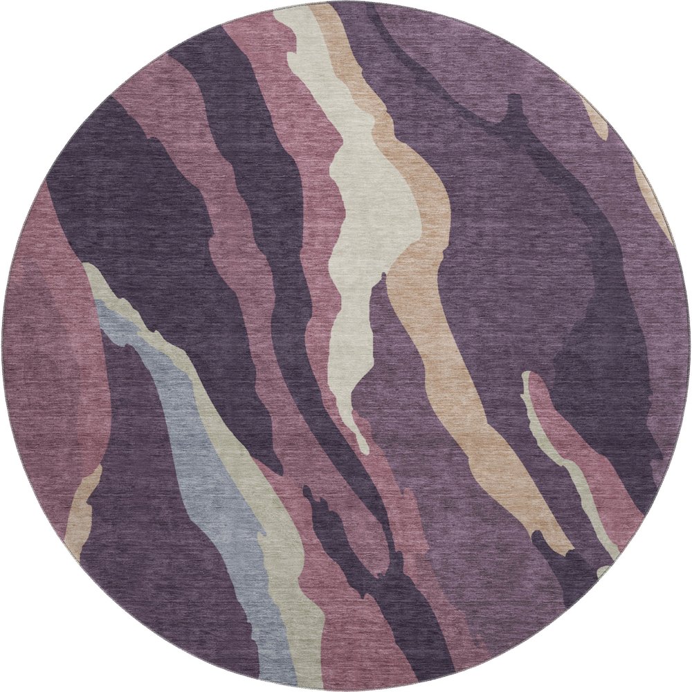 Premium Machine Washable Mayfield AMF1047 Plum 8' x 8' Round Rug. Picture 1