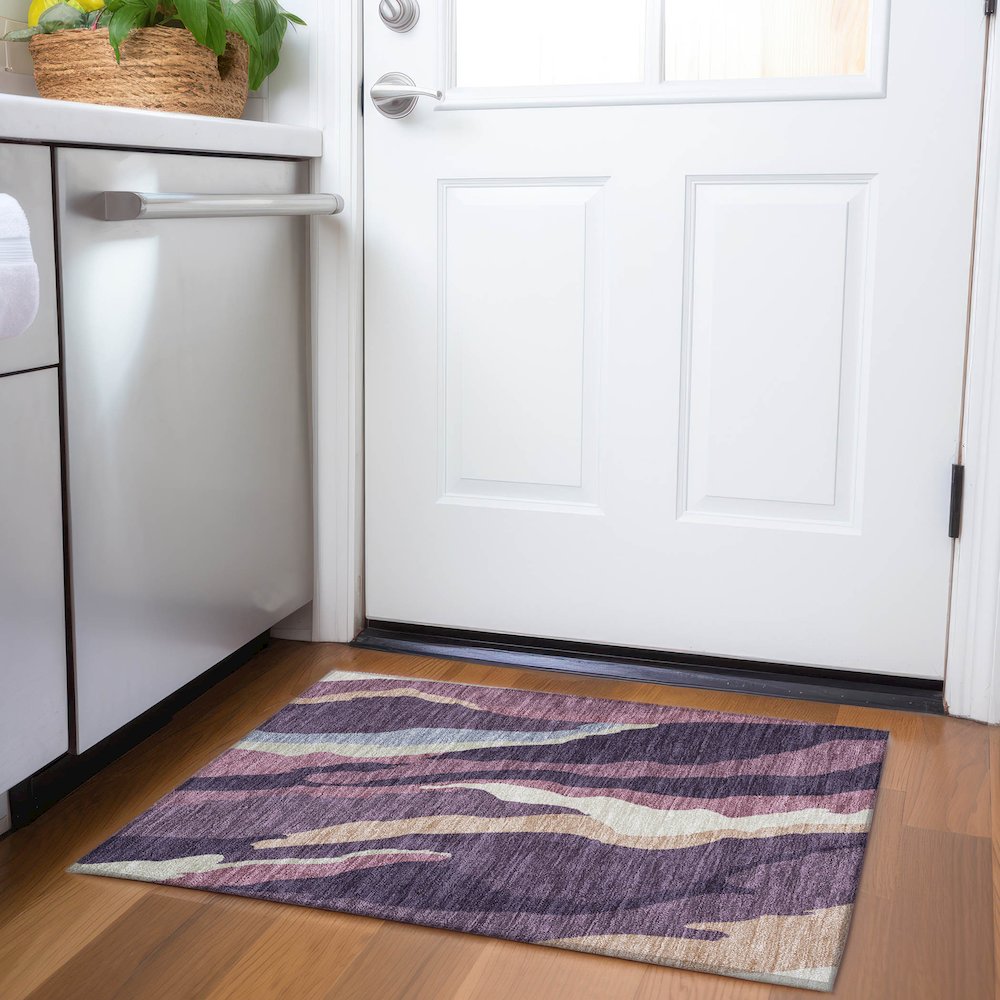 Premium Machine Washable Mayfield AMF1047 Plum 1'8" x 2'6" Rug. Picture 5