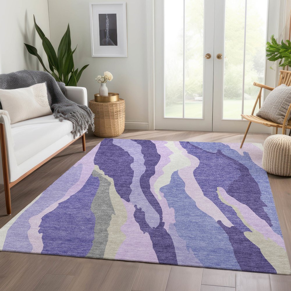 Premium Machine Washable Mayfield AMF1047 Purple 2'6" x 3'10" Rug. Picture 6