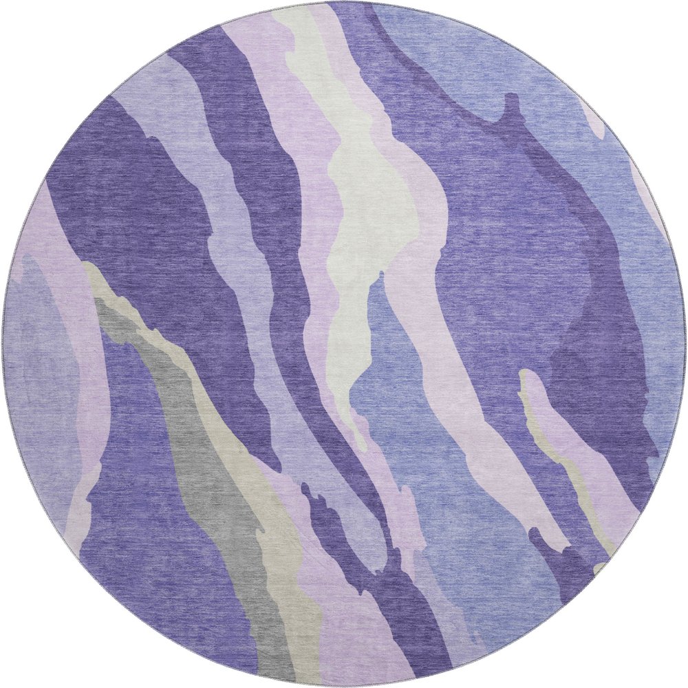 Premium Machine Washable Mayfield AMF1047 Purple 8' x 8' Round Rug. Picture 1