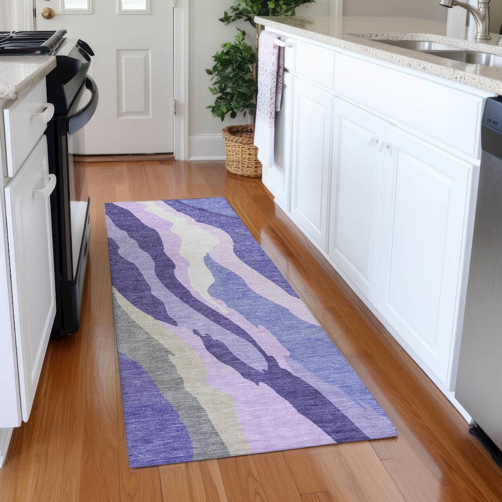 Premium Machine Washable Mayfield AMF1047 Purple 2'3" x 7'6" Runner Rug. Picture 5