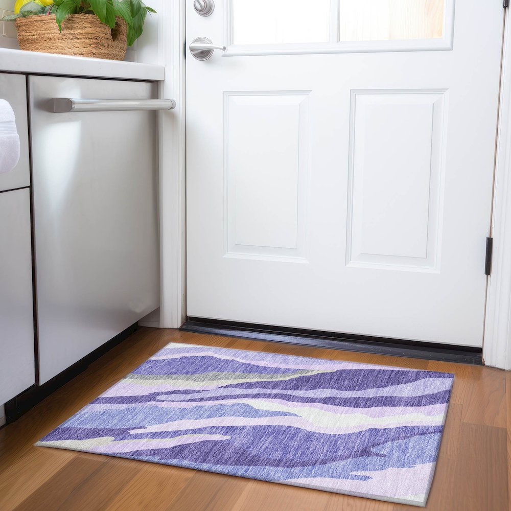 Premium Machine Washable Mayfield AMF1047 Purple 1'8" x 2'6" Rug. Picture 5