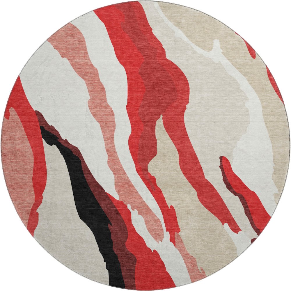 Premium Machine Washable Mayfield AMF1047 Red 8' x 8' Round Rug. Picture 1